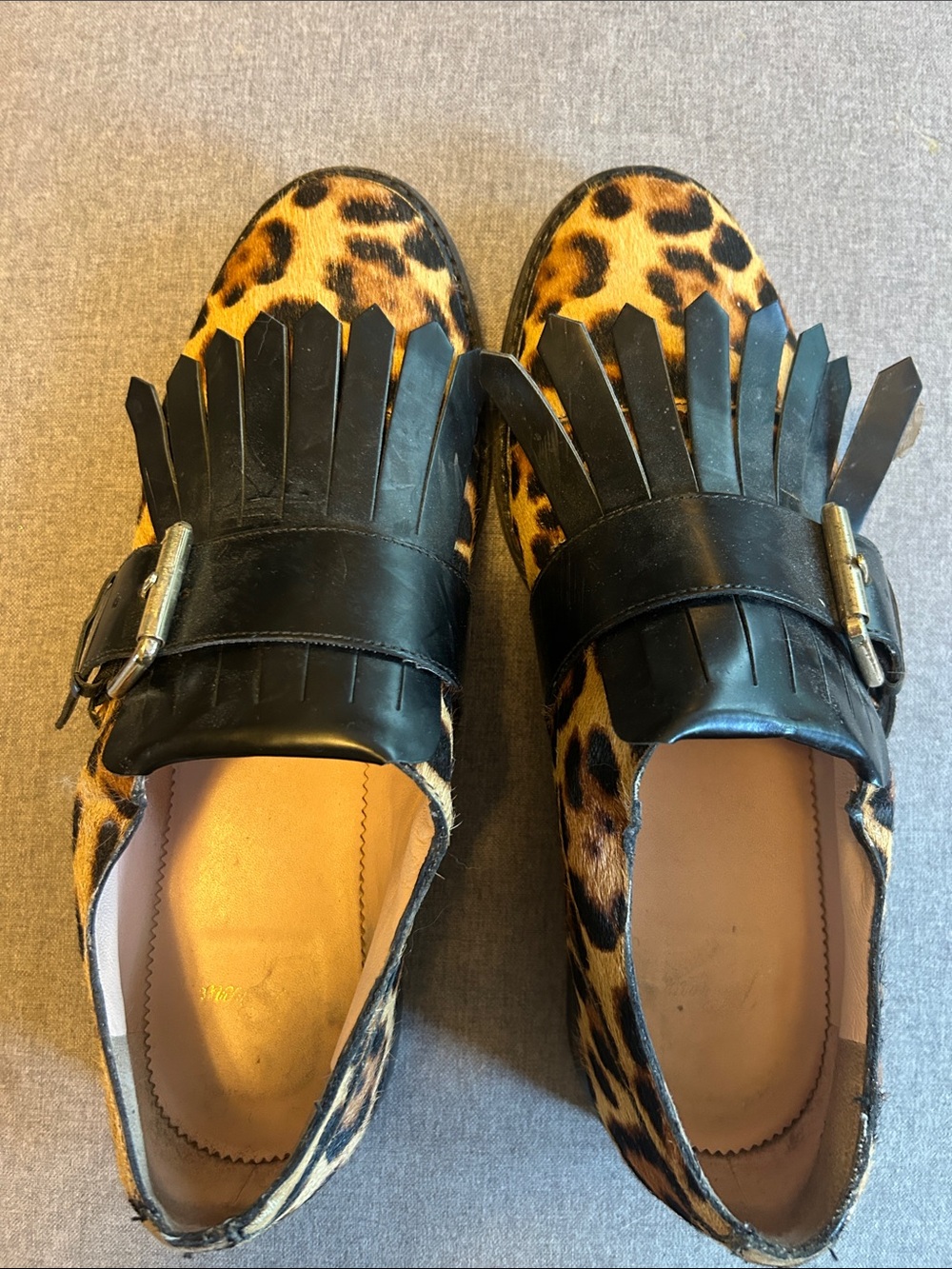 J. Crew Leopard Print Loafers with Black Fringe & Buckle